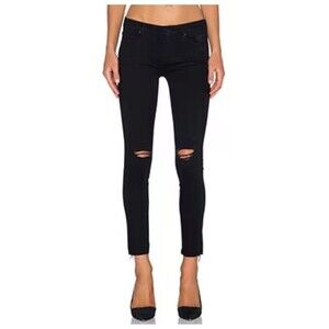 MOTHER Looker Ankle Fray Jeans Women’s Size 25 Black Guilty As Sin Cropped